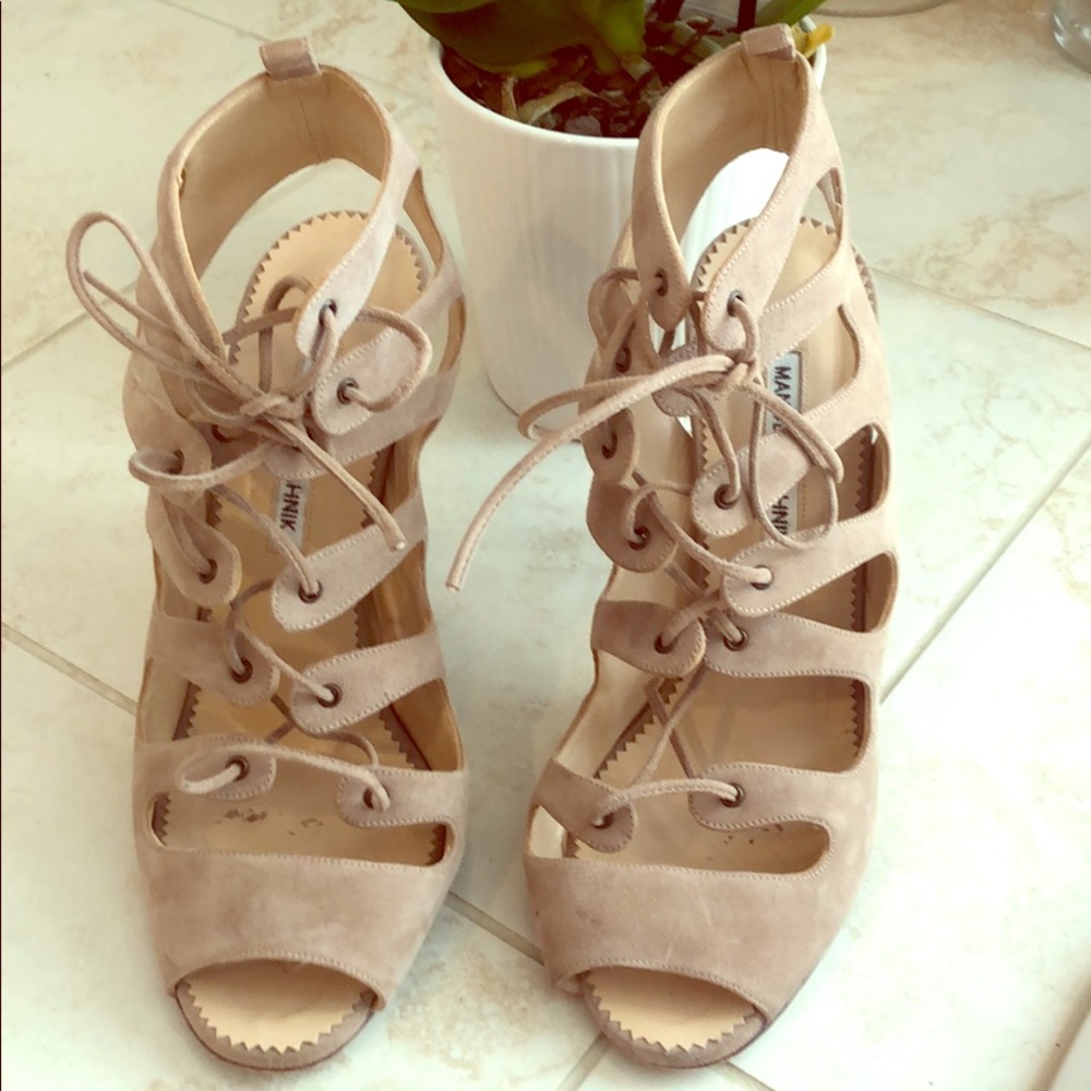 Beautiful pair of lace up Manolo Blahnik